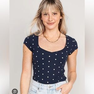 Navy polka dot top